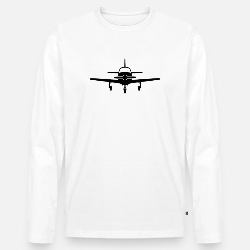 Frontale Flugzeug Silhouette - Männer Premium Bio Langarmshirt - Weiß