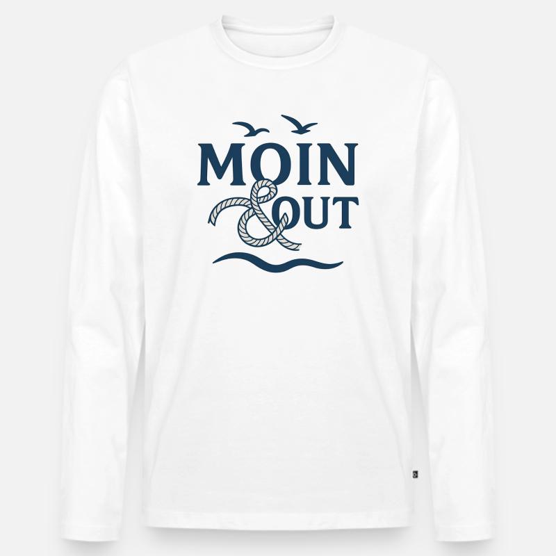 Moin & Out Nautik Logo - Männer Premium Bio Langarmshirt - Weiß