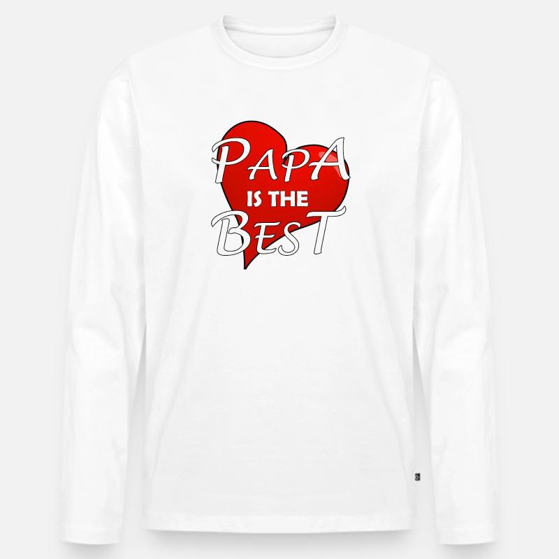 PAPA IS THE BEST - Männer Premium Bio Langarmshirt - Weiß
