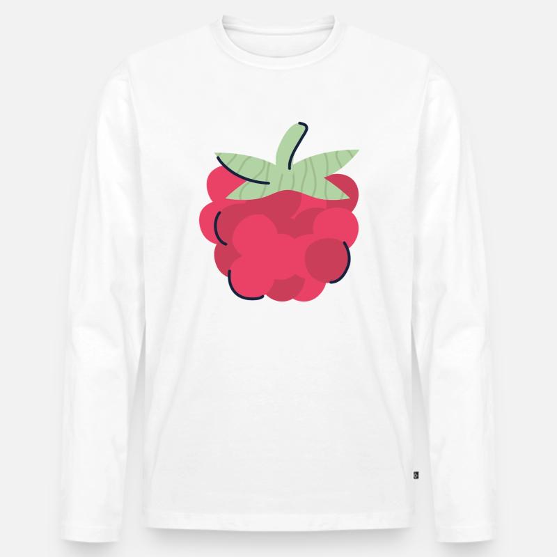 Himbeere Pop Art Beere - Männer Premium Bio Langarmshirt - Weiß