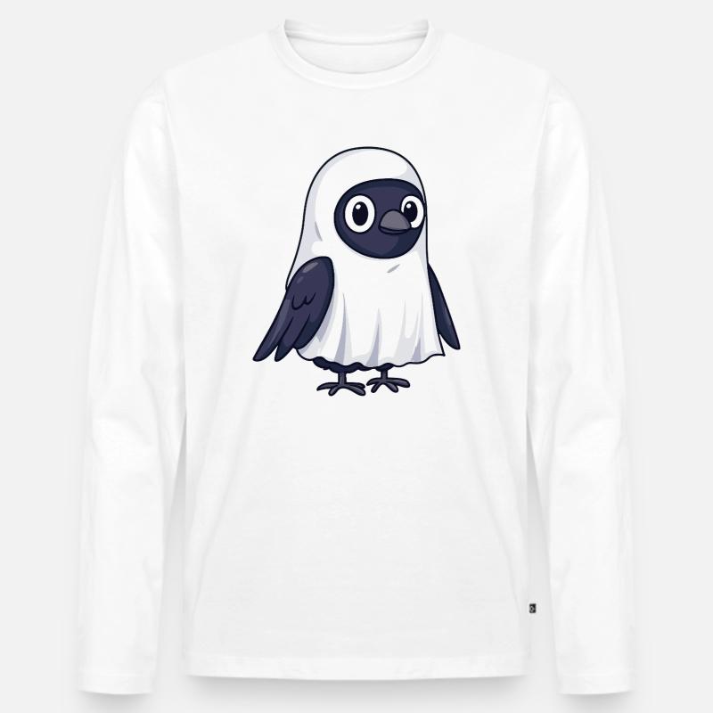 Rabe Krähe Halloween Geist - Männer Premium Bio Langarmshirt - Weiß