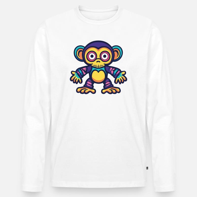 Affe Halloween Zombie - Männer Premium Bio Langarmshirt - Weiß