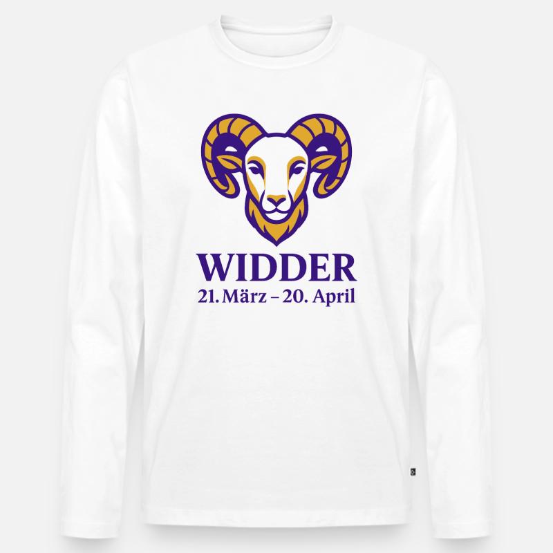 Sternzeichen Widder - Männer Premium Bio Langarmshirt - Weiß