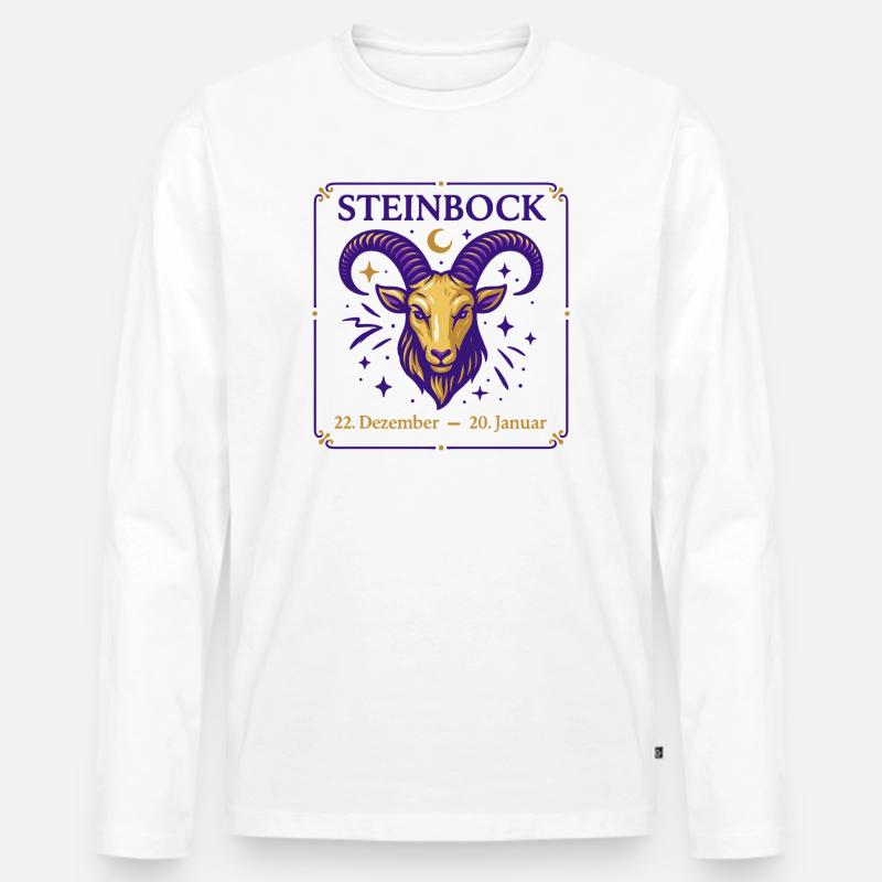 Sternzeichen Steinbock - Männer Premium Bio Langarmshirt - Weiß