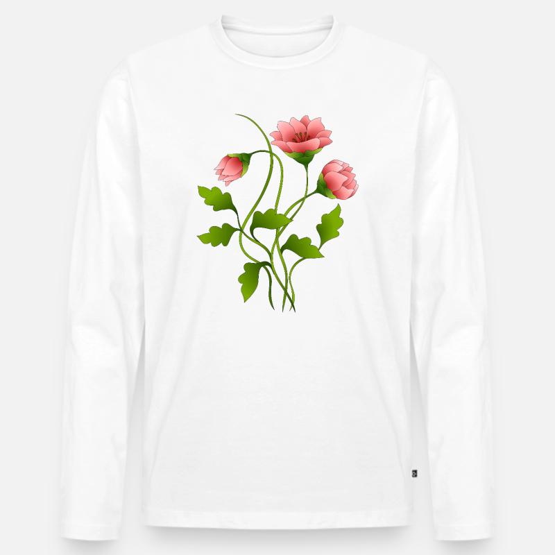 Blumen - Männer Premium Bio Langarmshirt - Weiß
