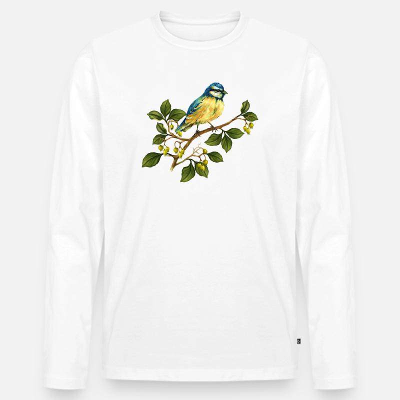 Bunter Vogel - Männer Premium Bio Langarmshirt - Weiß