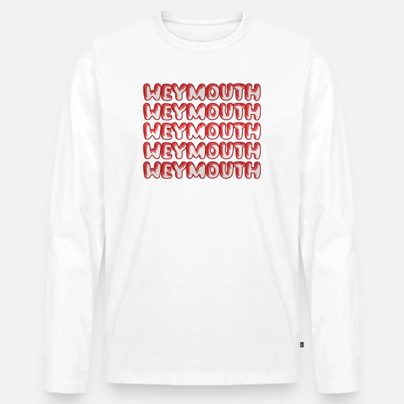 Weymouth als Reise - Männer Premium Bio Langarmshirt - Weiß