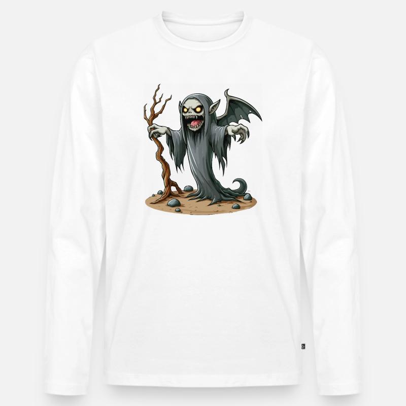 Sensenmann-Banshee auf der Erde - Männer Premium Bio Langarmshirt - Weiß