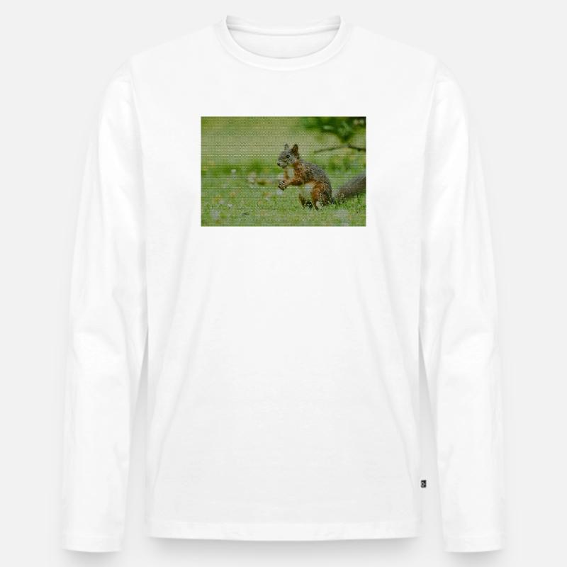 Eichhörnchen Wald Muster - Männer Premium Bio Langarmshirt - Weiß