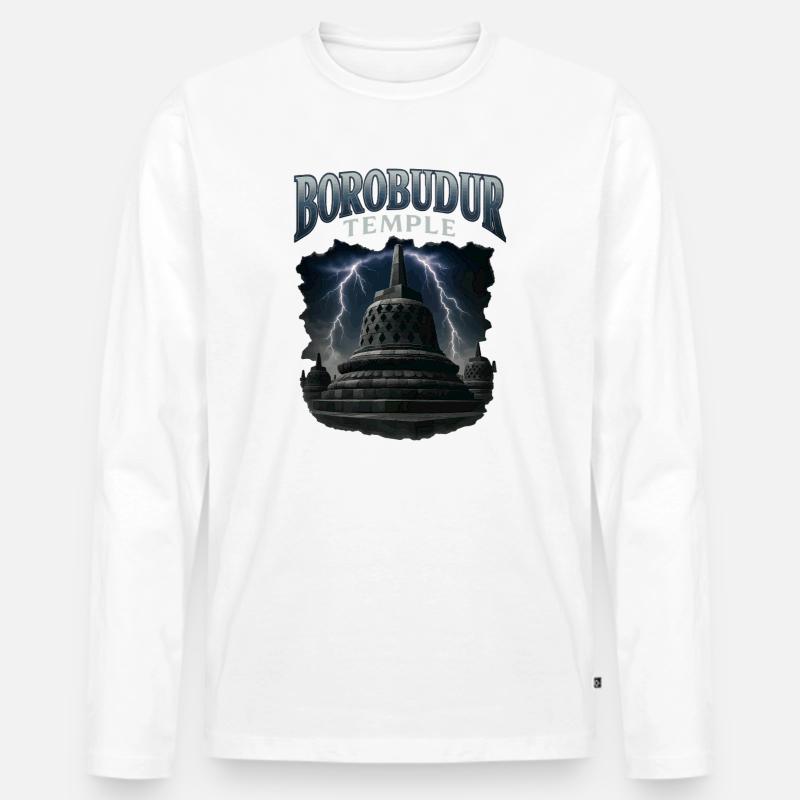Borobudur Tempel - Männer Premium Bio Langarmshirt - Weiß
