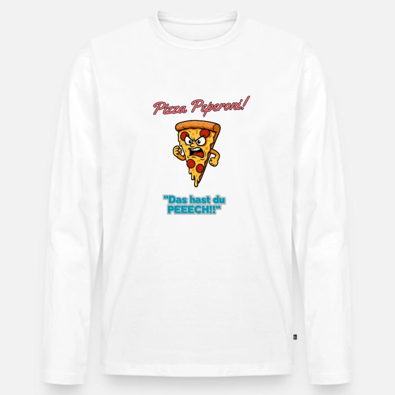 Pizza Peperoni Wütende Slice - Männer Premium Bio Langarmshirt - Weiß