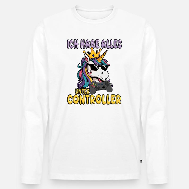 Alles unter controller - einhorn - Männer Premium Bio Langarmshirt - Weiß