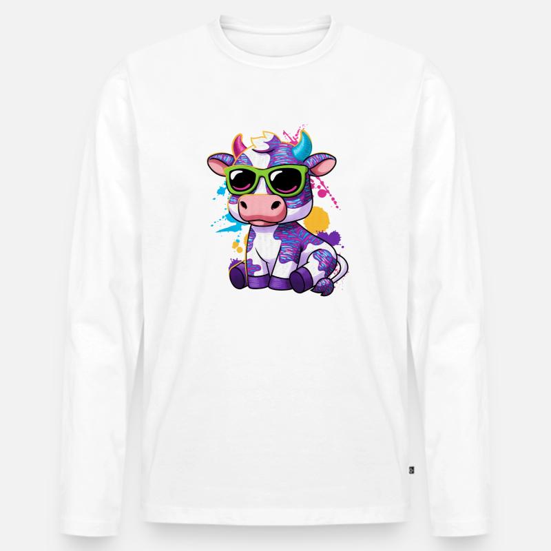 Kuhbauer Milchbauer Bauer Bauernhof Motiv - Männer Premium Bio Langarmshirt - Weiß