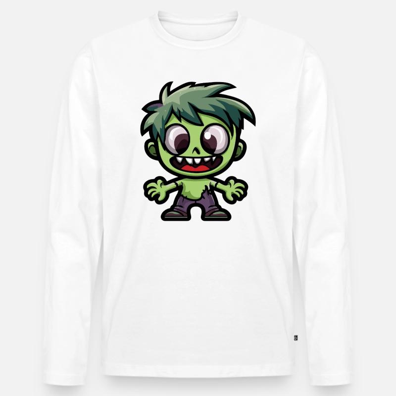 Zombie Halloween Niedlich Comic - Männer Premium Bio Langarmshirt - Weiß