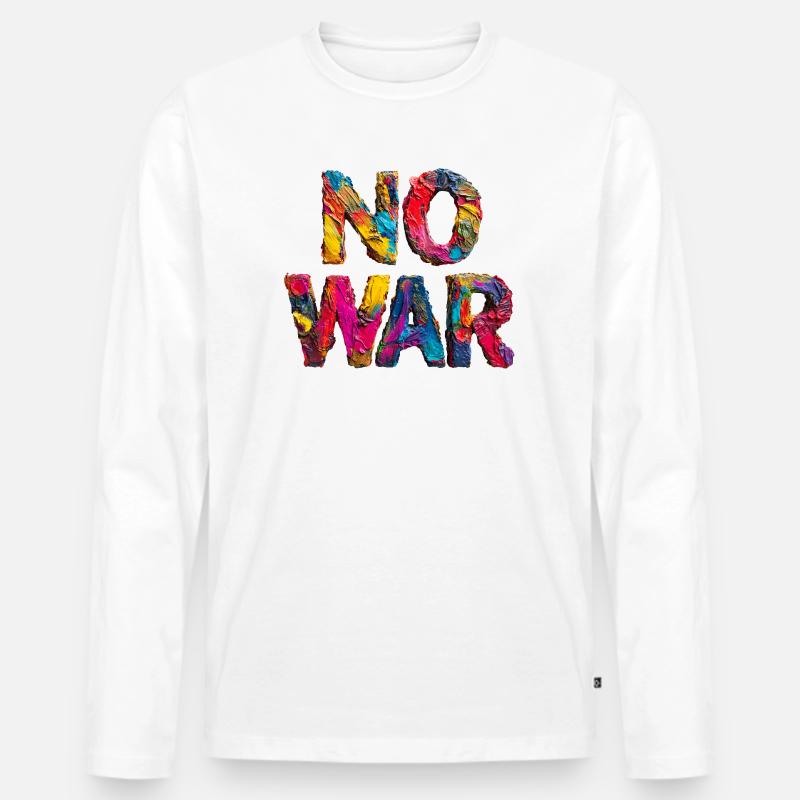 No War Farbstarkes Statement - Männer Premium Bio Langarmshirt - Weiß