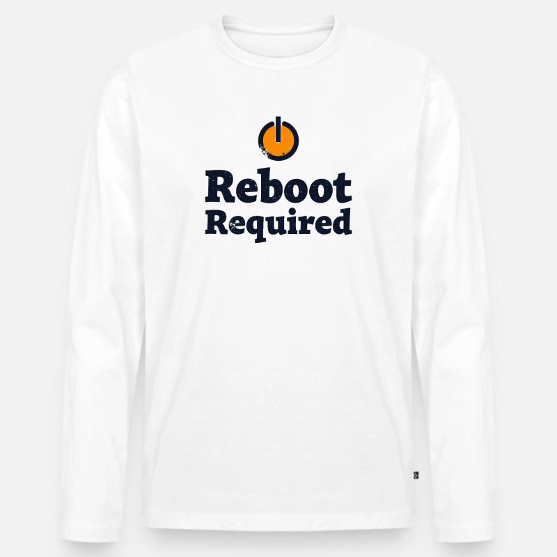 REBOOT REQUIRED Neustart Erforderlich - Männer Premium Bio Langarmshirt - Weiß