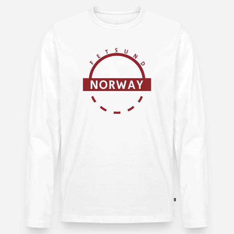 Norwegen Rundes Emblem mit Ländername - Männer Premium Bio Langarmshirt - Weiß