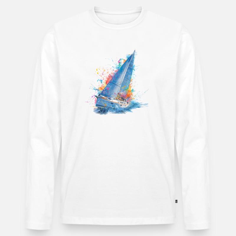 Segeltraum Farbexplosion - Männer Premium Bio Langarmshirt - Weiß