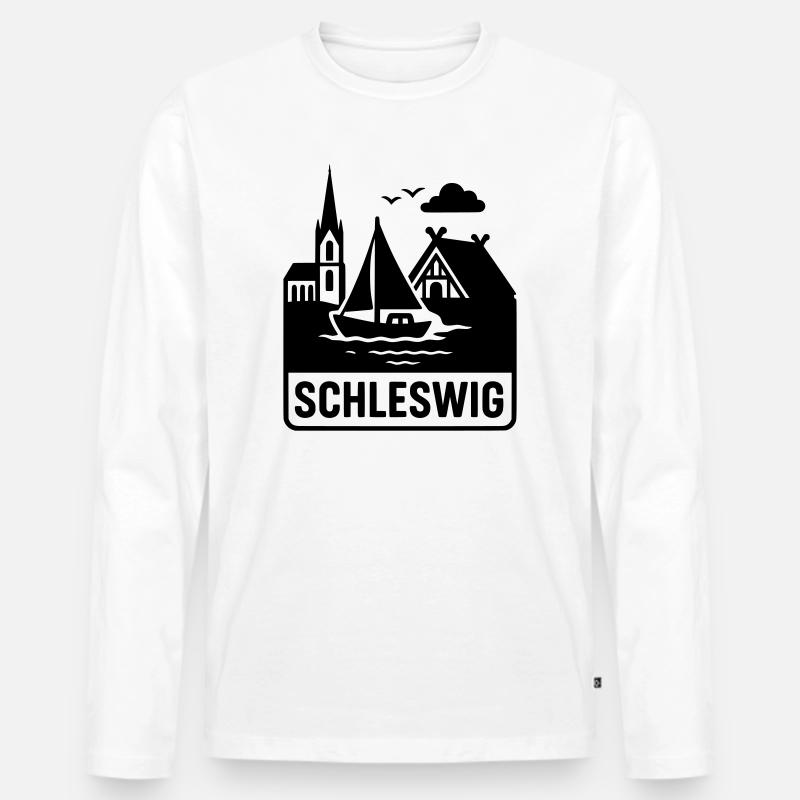 Schleswig Silhouette - Männer Premium Bio Langarmshirt - Weiß