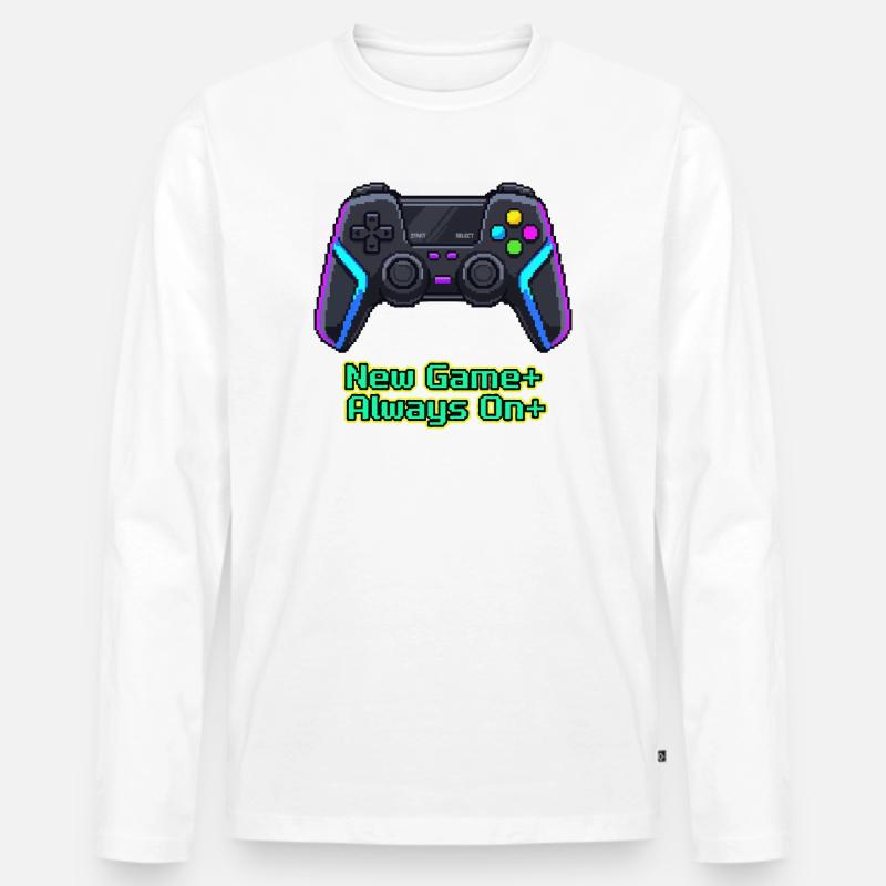 Neon Pixel Controller Neues Spiel Plus - Männer Premium Bio Langarmshirt - Weiß