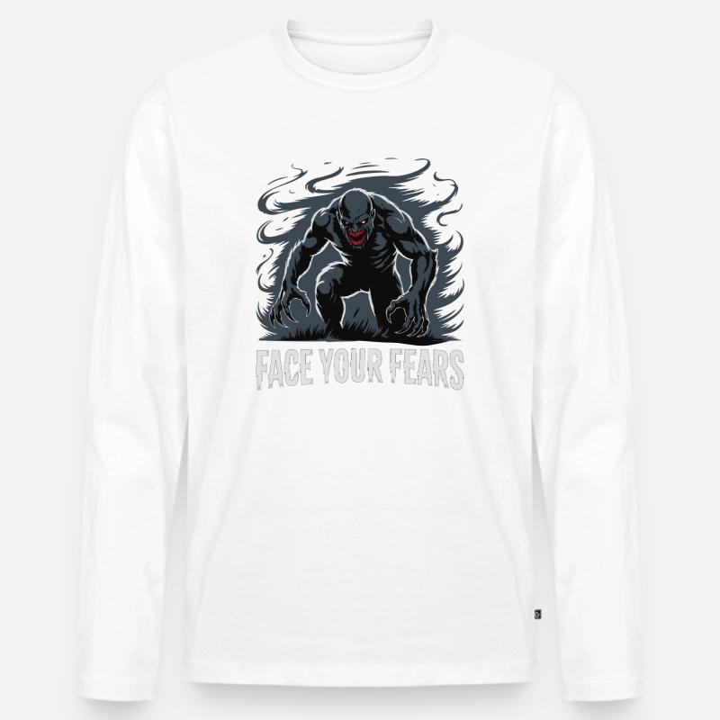 Stelle dich deinen Ängsten, Monster, Nightmare. - Männer Premium Bio Langarmshirt - Weiß