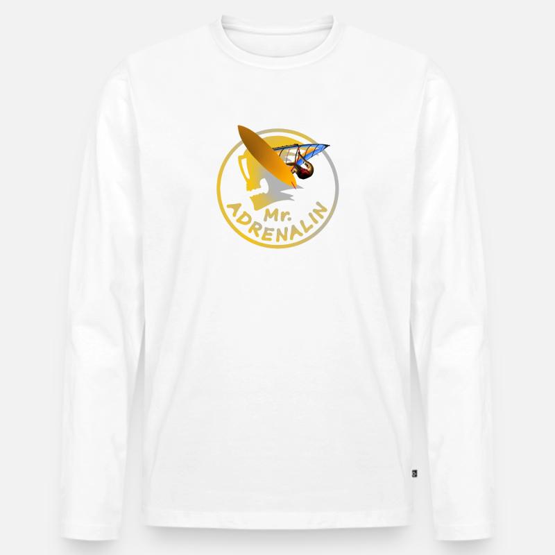 Mr Adrenalin Windsurfing - Männer Premium Bio Langarmshirt - Weiß