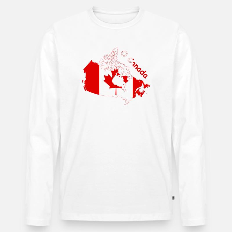 O Canada Flagge Kanada Silhouette - Männer Premium Bio Langarmshirt - Weiß