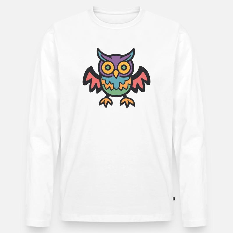 Eule Halloween Zombie - Männer Premium Bio Langarmshirt - Weiß