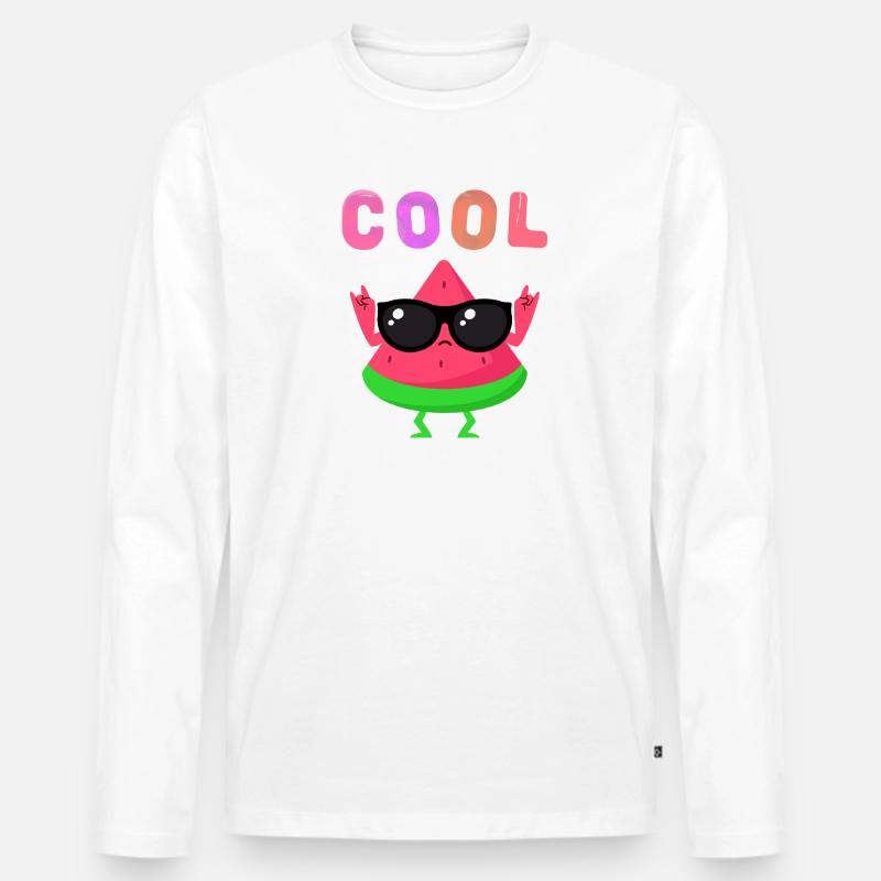 Wassermelonen-Held mit Brille - Männer Premium Bio Langarmshirt - Weiß
