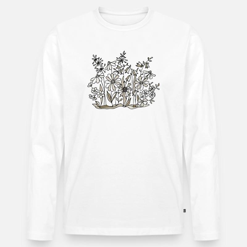 Blumen - Männer Premium Bio Langarmshirt - Weiß