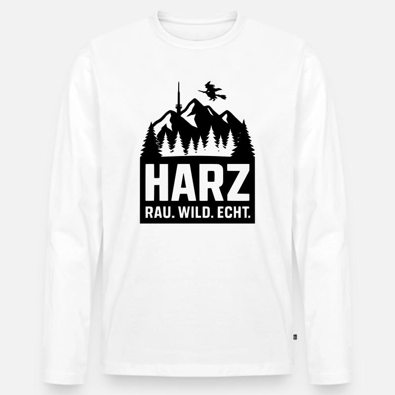 harz wild rau echt - Männer Premium Bio Langarmshirt - Weiß