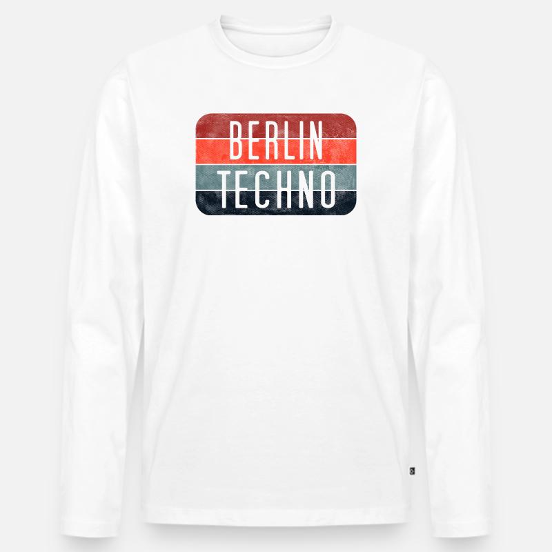 Berlin Techno Text - Männer Premium Bio Langarmshirt - Weiß