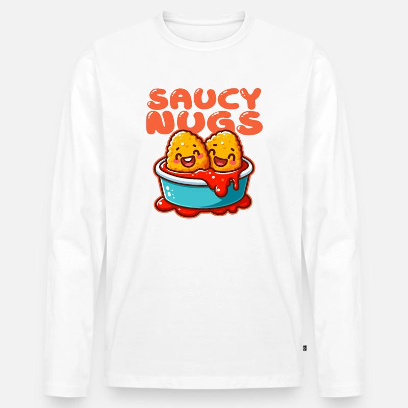 Saucy Nugs Blaue Schüssel - Männer Premium Bio Langarmshirt - Weiß