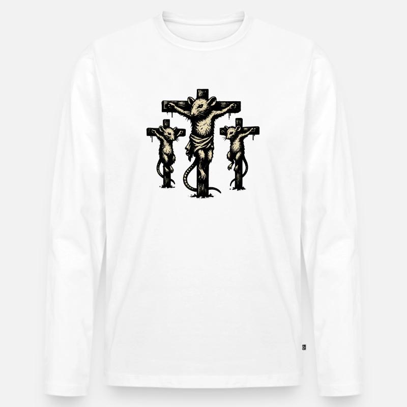 Rattenkreuz Triptychon Illustration - Männer Premium Bio Langarmshirt - Weiß