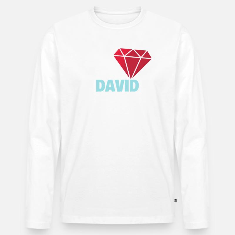 David - Männer Premium Bio Langarmshirt - Weiß