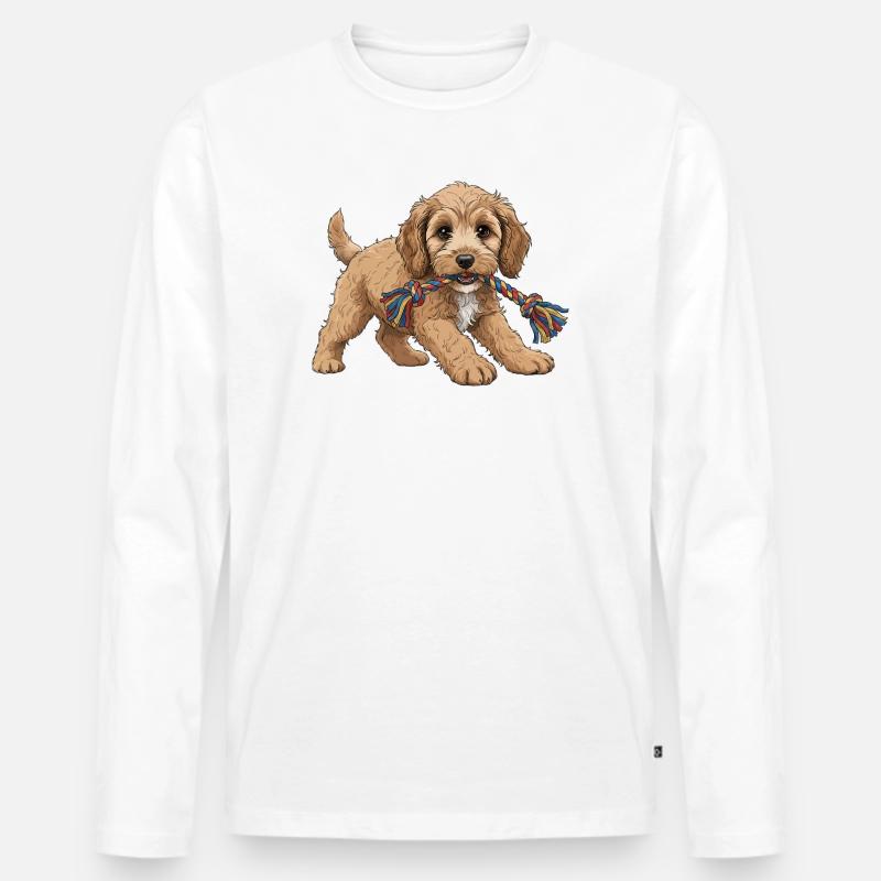 Cockapoo-Welpe - Männer Premium Bio Langarmshirt - Weiß