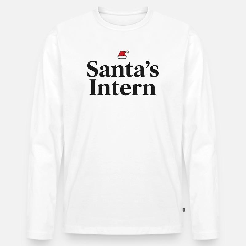 Santa’s Intern Funny Christmas Design - Männer Premium Bio Langarmshirt - Weiß