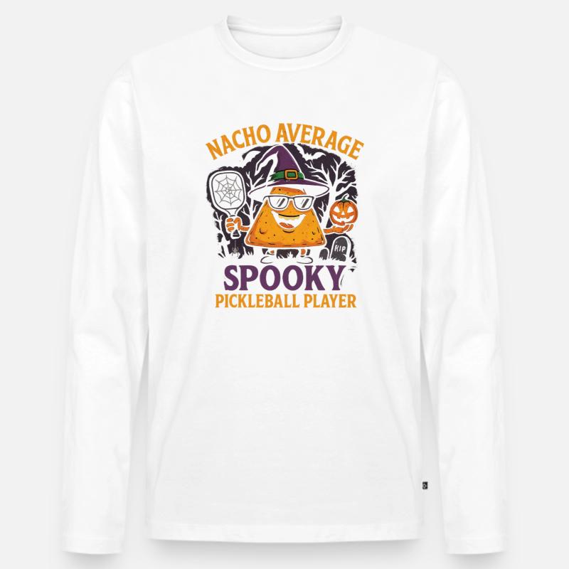 Nacho Average Spooky Pickleball Design - Männer Premium Bio Langarmshirt - Weiß