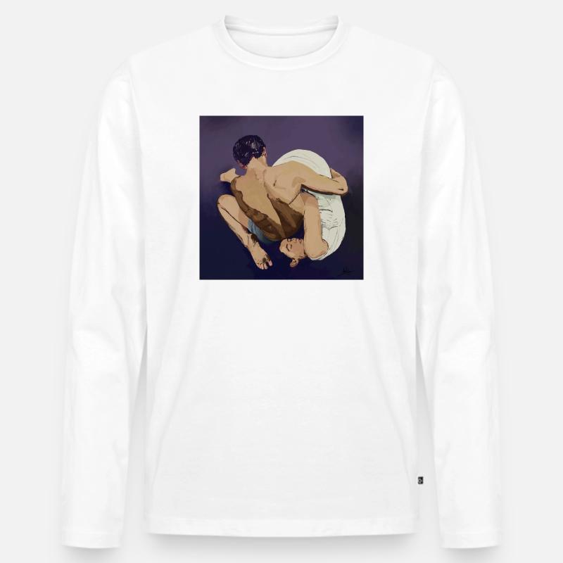 Zeitgemäße Umarmung - Männer Premium Bio Langarmshirt - Weiß