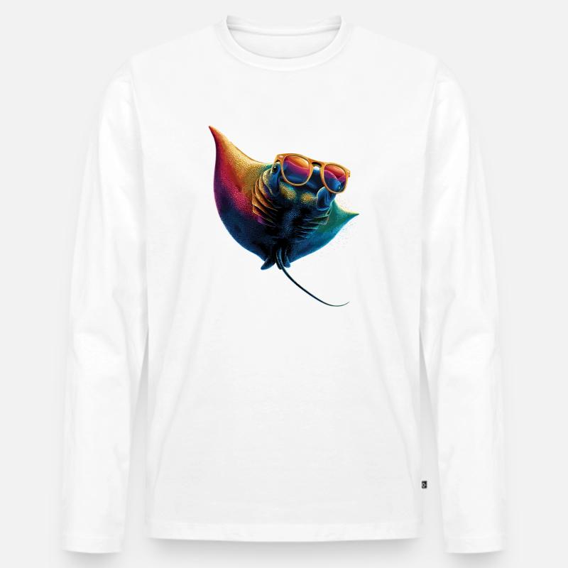 Manta Rochen Teufelsrochen Stachelrochen Taucher - Männer Premium Bio Langarmshirt - Weiß