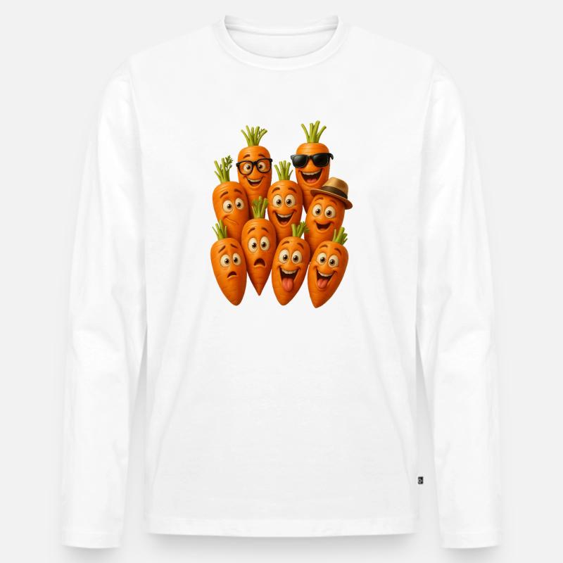 Fröhliche Karottenbande - Männer Premium Bio Langarmshirt - Weiß