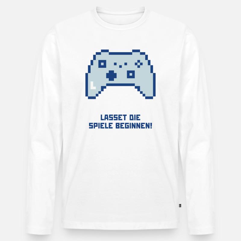 Lasset die Spiele beginnen - Männer Premium Bio Langarmshirt - Weiß