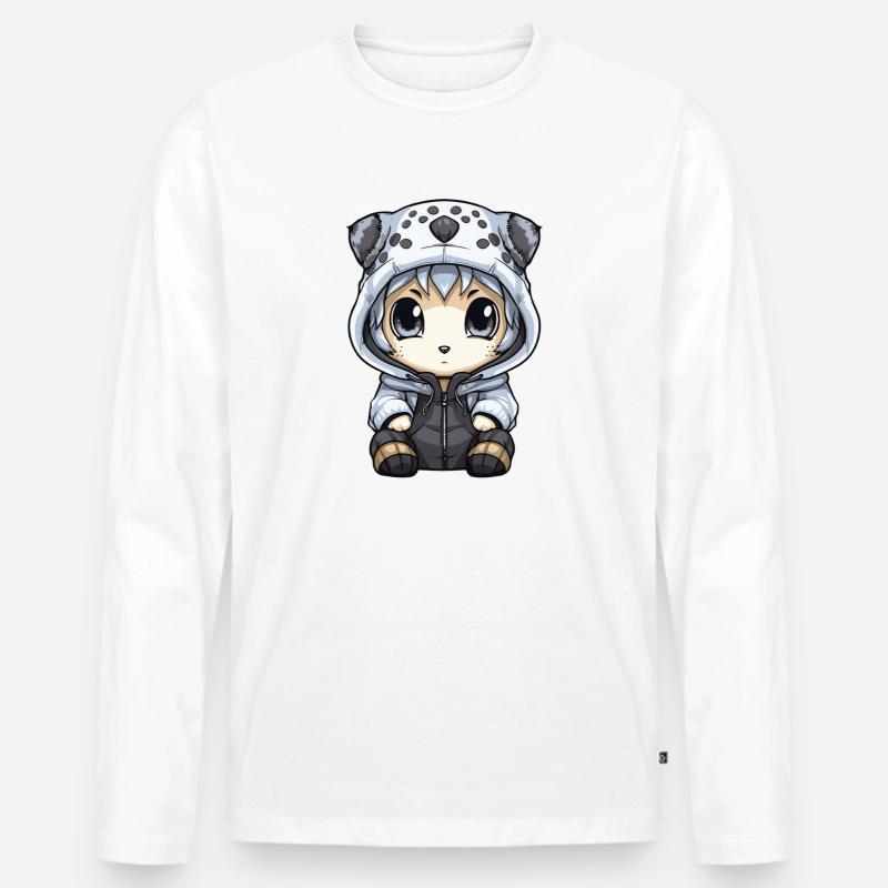 Schneeleopard Winter leopard Baby - Männer Premium Bio Langarmshirt - Weiß