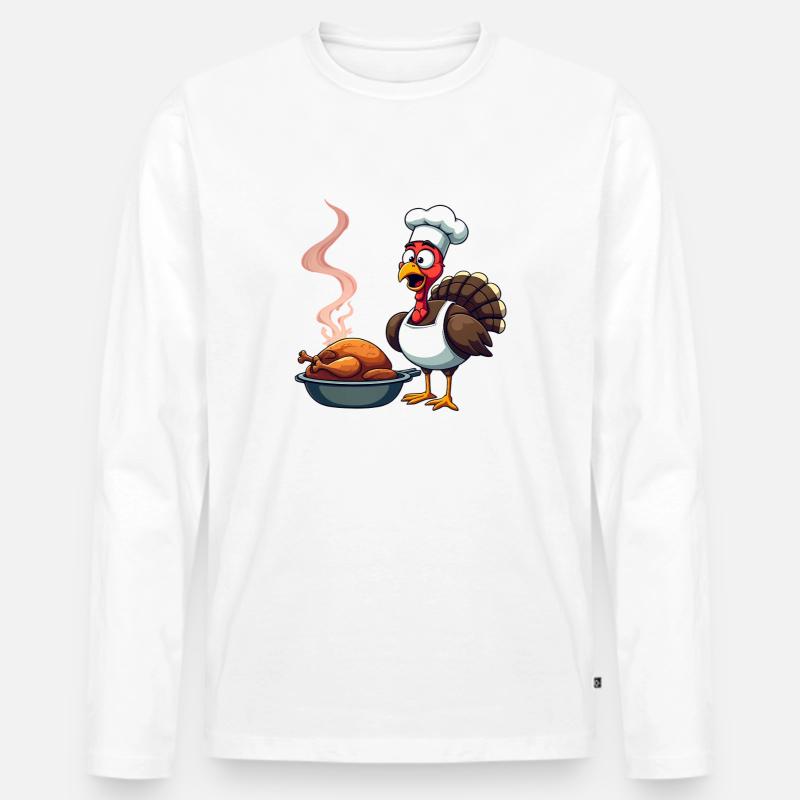 Thanksgiving Truthahn Koch - Männer Premium Bio Langarmshirt - Weiß