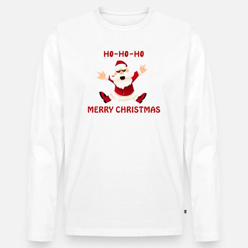 Fröhlicher springender Santa - Männer Premium Bio Langarmshirt - Weiß