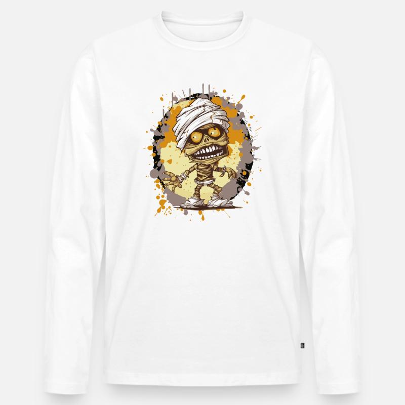 Mumie im Splatter-Look - Männer Premium Bio Langarmshirt - Weiß