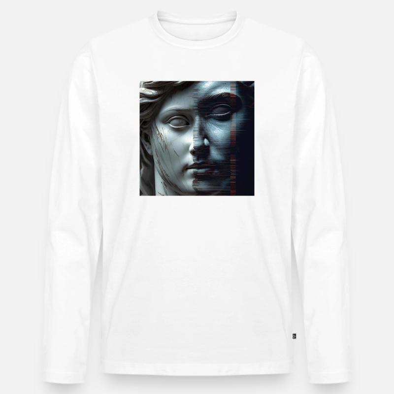 Antike trifft Glitch - Männer Premium Bio Langarmshirt - Weiß