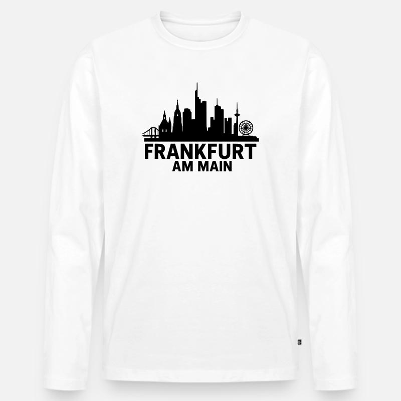 Frankfurt am Main Silhouette - Männer Premium Bio Langarmshirt - Weiß