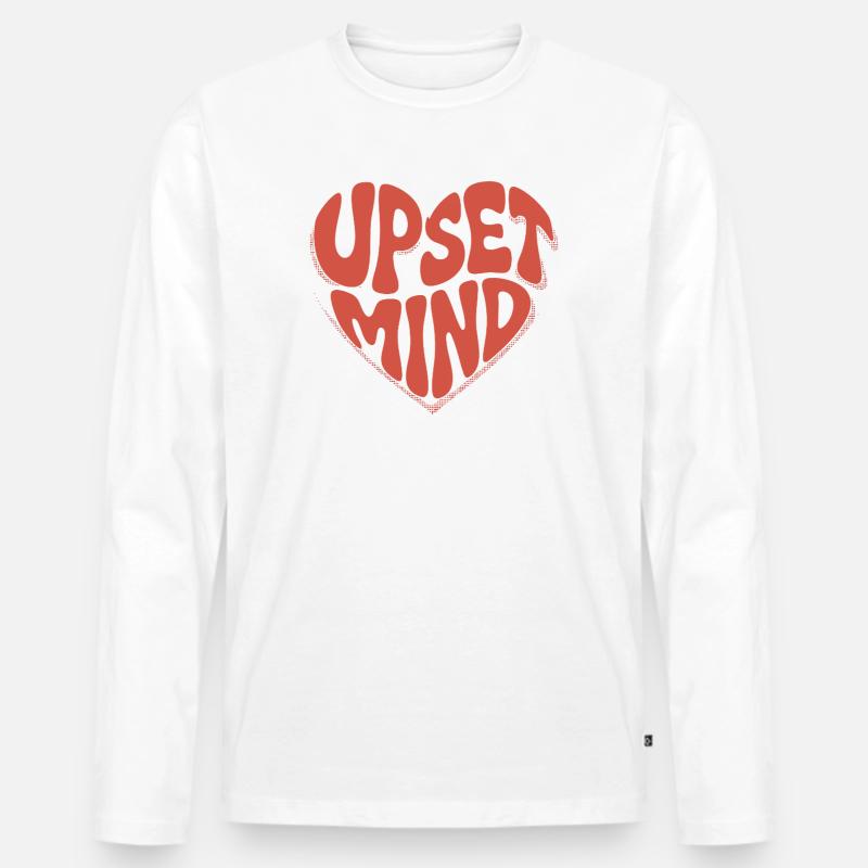 Upset Mind – Retro Herz Design - Männer Premium Bio Langarmshirt - Weiß