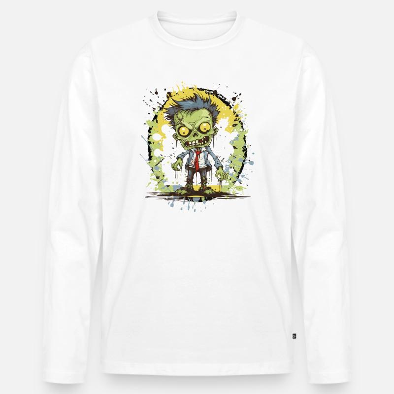 Zombie Comic Splatter - Männer Premium Bio Langarmshirt - Weiß